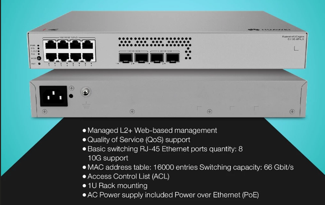 Huawei eKit S310S-8P4JX L2+ Managed POE Switch 8 Port Gigabit,POE 128W
