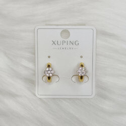 ต่างหูห่วงสีทอง ดอกไม้ฝังเพชร - aimhairpin จำหน่ายกิ๊บติดผมเกาหลีแท้ และเครื่องประดับ ยางรัดผม คาดผมแฟชั่น สร้อยคอ ต่างหู