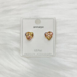 ต่างหูก้านทรงตะกร้อแต่งเพชรสามสี - aimhairpin จำหน่ายกิ๊บติดผมเกาหลีแท้ และเครื่องประดับ ยางรัดผม คาดผมแฟชั่น สร้อยคอ ต่างหู