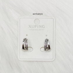 ต่างหูห่วงสองชั้นสีเงินฝังเพชร สไตล์มินิมอล - aimhairpin จำหน่ายกิ๊บติดผมเกาหลีแท้ และเครื่องประดับ ยางรัดผม คาดผมแฟชั่น สร้อยคอ ต่างหู