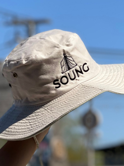 หมวกแคมป์ปิ้ง เกาหลี สีครีมอ่อน