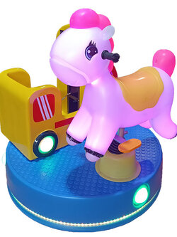 ม้าหมุนการ์ตูนหนอนรถไฟ 2 ที่นั่ง สำหรับสวนสนุกในบ้าน