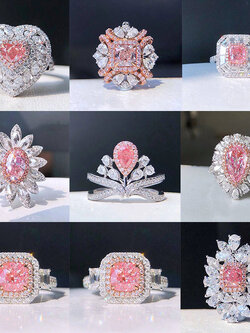 เพชรสีชมพูโครงสร้างเพชรแท้ ปรับแต่งตามรูปแบบสั่ง