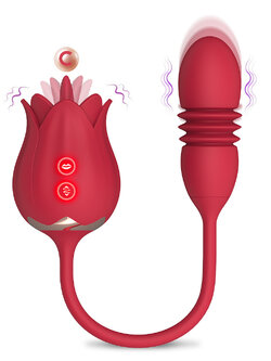 เครื่องนวดดอกกุหลาบ(3 in 1)/มีลิ้นตะวัด,หัวสั่นยืดหด