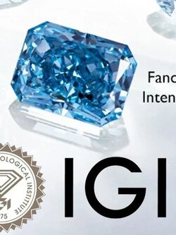 เพชรสีน้ำเงินแท้เพาะเลี้ยงทรงเรเดียนท์คัท