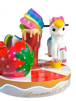 ม้าหมุนการ์ตูนสตรอร์เบอร์รี่ไอศครีมสั้นม้ายูนิคอร์น