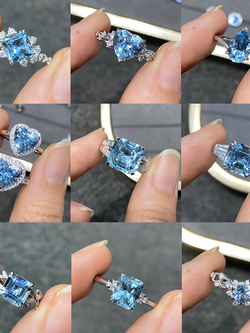 เพชรสีฟ้าหลากรูปทรงสำหรับนำไปทำแหวนหมั้นแหวนแต่งงาน