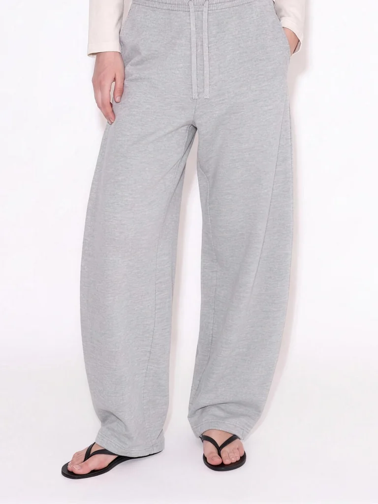DRAWSTRING RELAXED TROUSERS — MELANGE LIGHT GREY