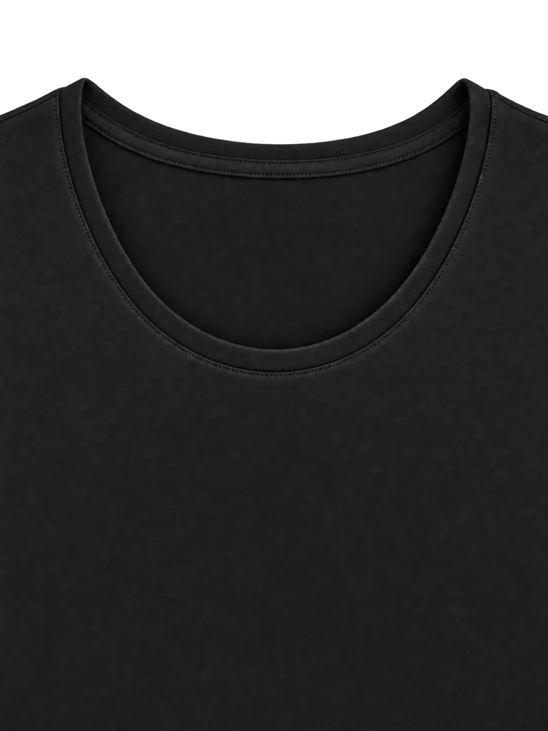 SCOOP-NECK COTTON T-SHIRT — BLACK