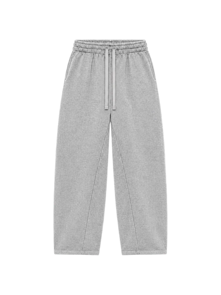 DRAWSTRING RELAXED TROUSERS — MELANGE LIGHT GREY