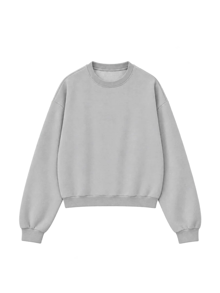 RELAXED COTTON SWEATSHIRT — SOFT GREY