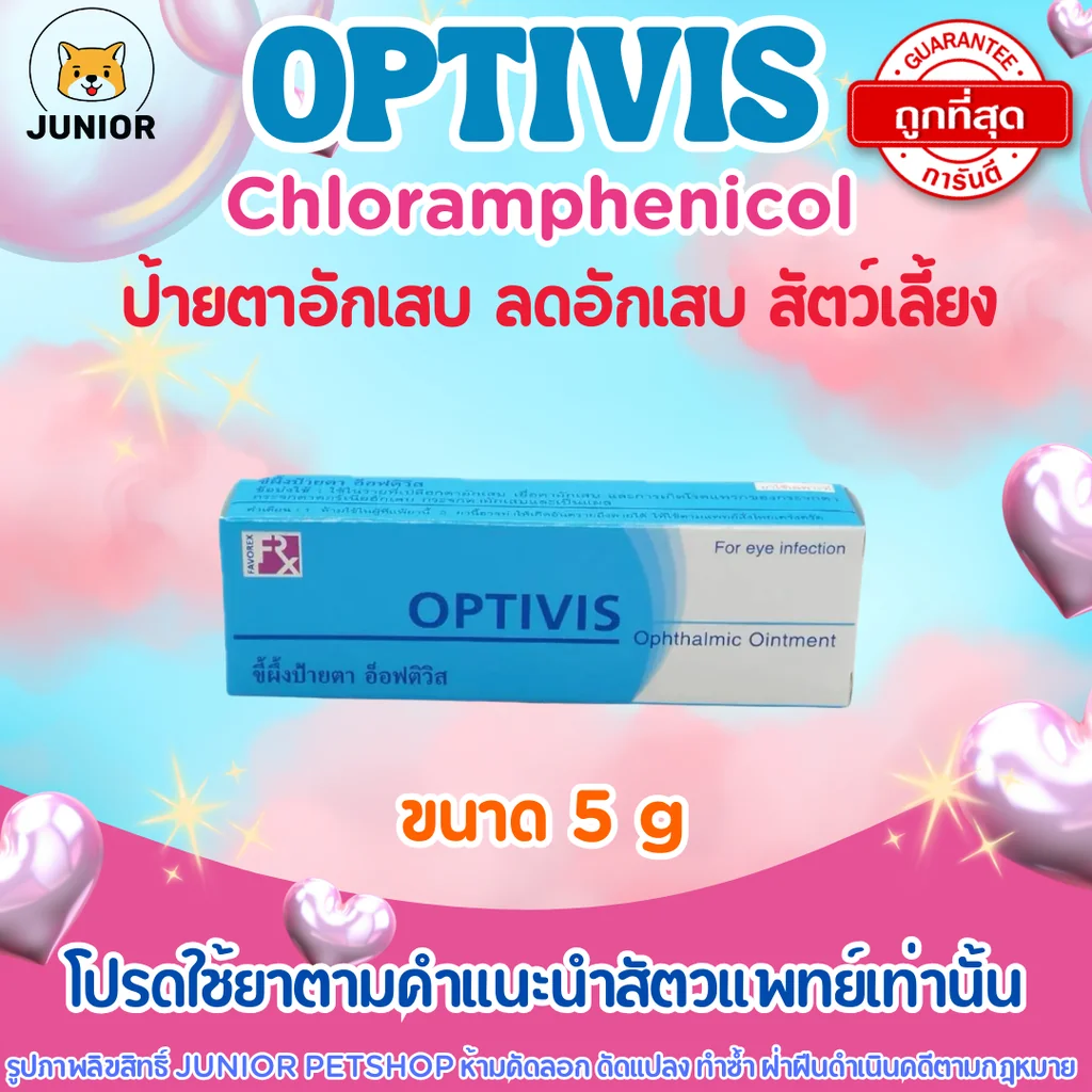 Optivis (เหมือน Cogetin) ยาป้ายตาอักเสบ ลดการอักเสบ ขนาด 5g Chloramphenicol ointment Optivis (เหมือน Cogetin) ยาป้ายตาอักเสบ ลดการอักเสบ ขนาด 5g Chloramphenicol ointment