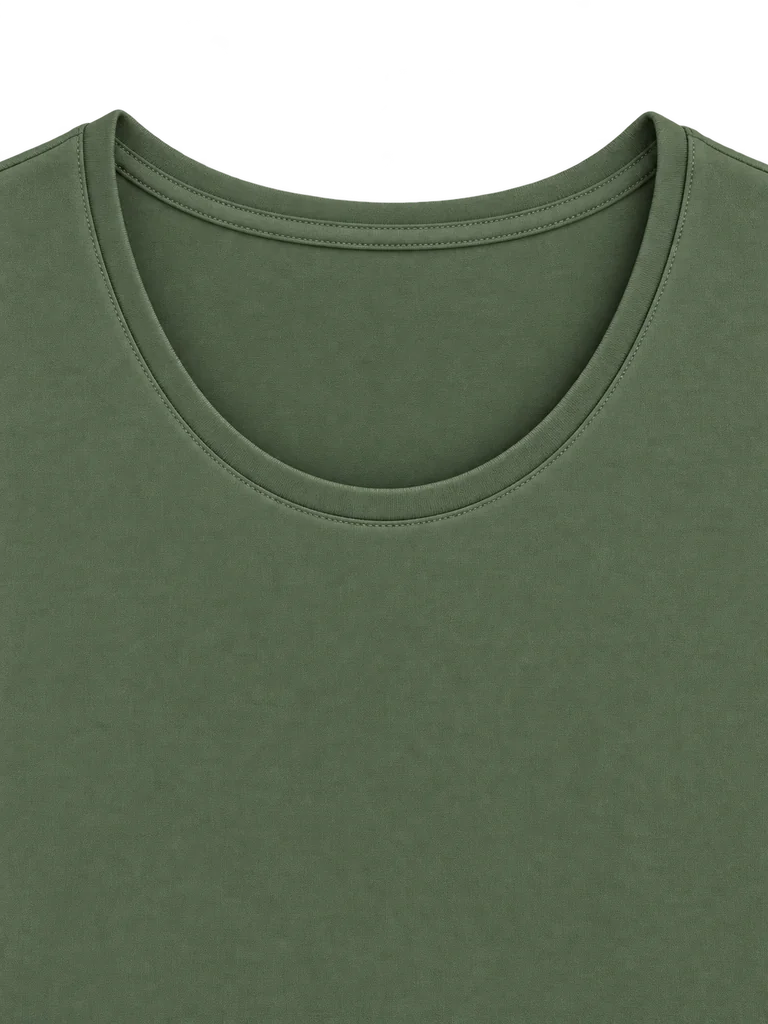 SCOOP-NECK COTTON T-SHIRT — GREEN SCOOP-NECK COTTON T-SHIRT — GREEN