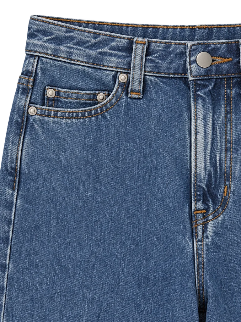 WIDE STRAIGHT-LEG JEANS — MEDIUM WASHED BLUE