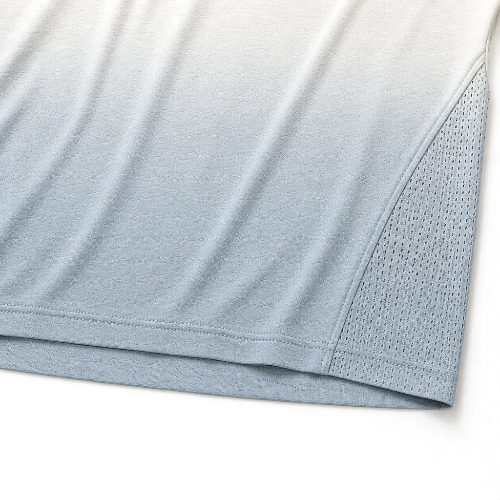 AeroVeil™ Knit Short Sleeve Tee – Crop White Blue AeroVeil™ Knit Short Sleeve Tee – Crop White Blue