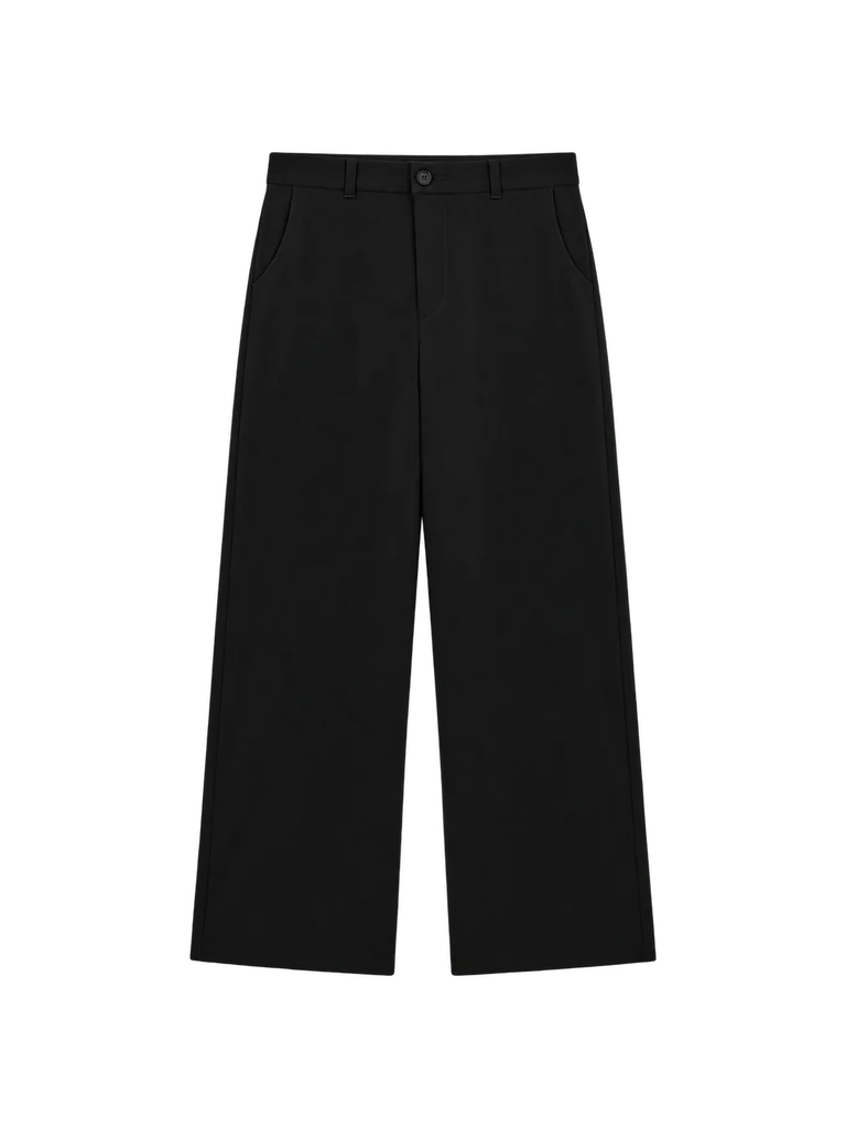 FLUID STRAIGHT-LEG TROUSERS — BLACK FLUID STRAIGHT-LEG TROUSERS — BLACK