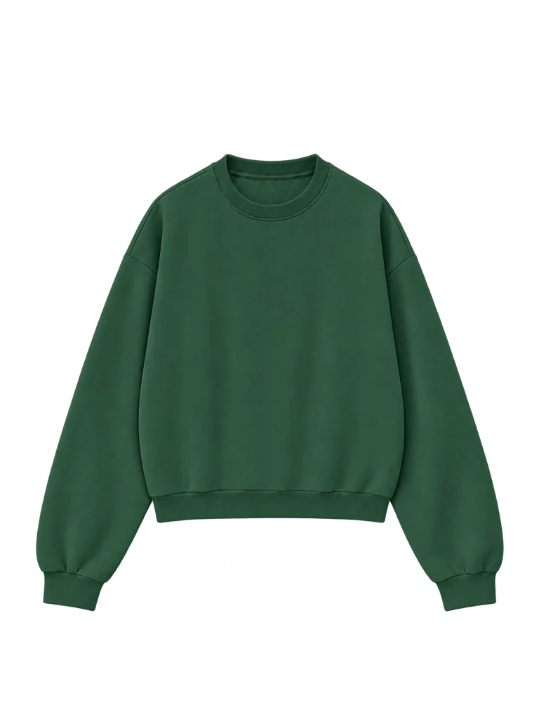 RELAXED COTTON SWEATSHIRT — DARK GREEN