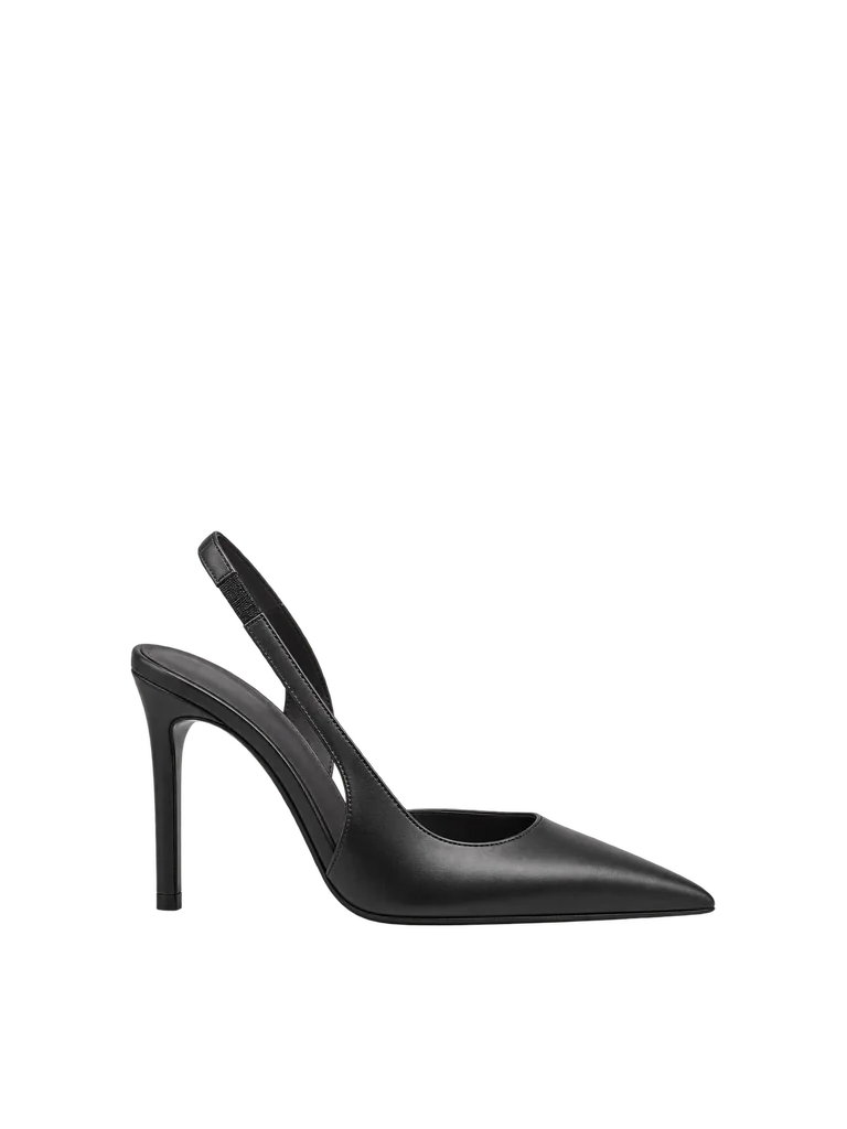 POINTED SLINGBACK HEELS — BLACK / DARK CHACOAL INSOLE POINTED SLINGBACK HEELS — BLACK / DARK CHACOAL INSOLE