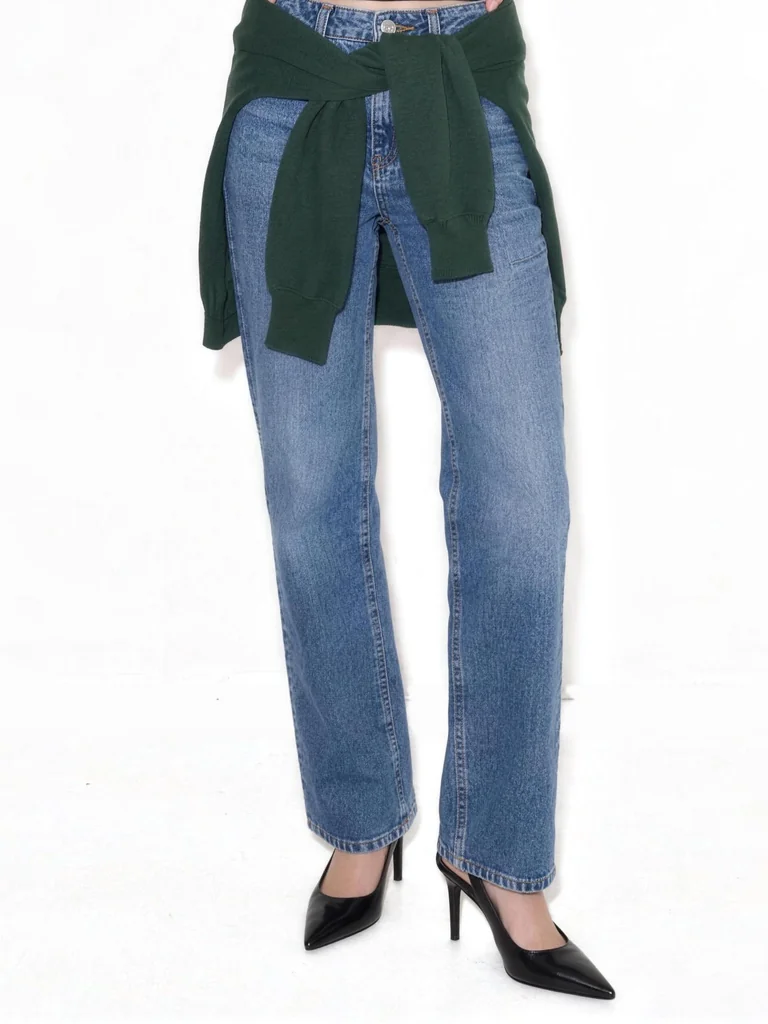 WIDE STRAIGHT-LEG JEANS — MEDIUM WASHED BLUE