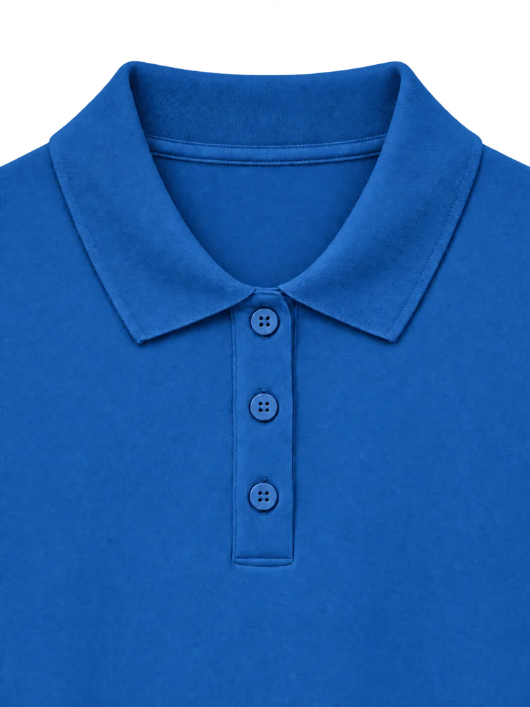RELAXED LONG-SLEEVE POLO — COBALT