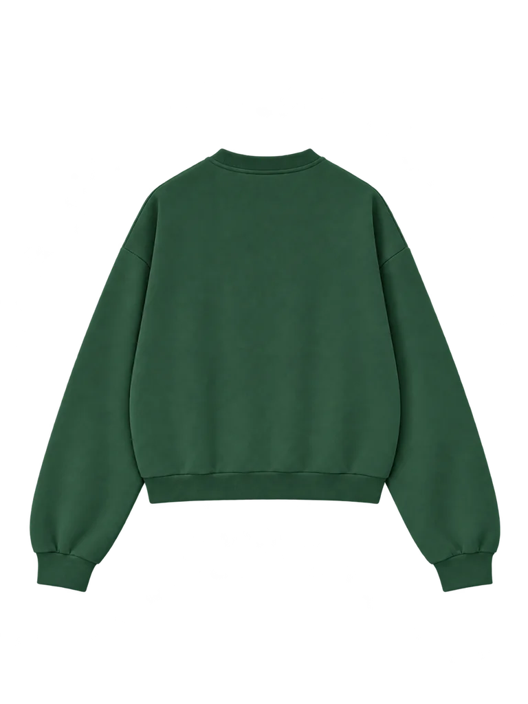 RELAXED COTTON SWEATSHIRT — DARK GREEN
