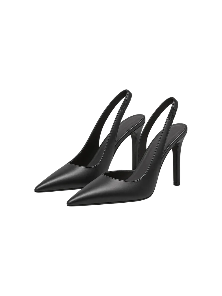 POINTED SLINGBACK HEELS — BLACK / DARK CHACOAL INSOLE POINTED SLINGBACK HEELS — BLACK / DARK CHACOAL INSOLE