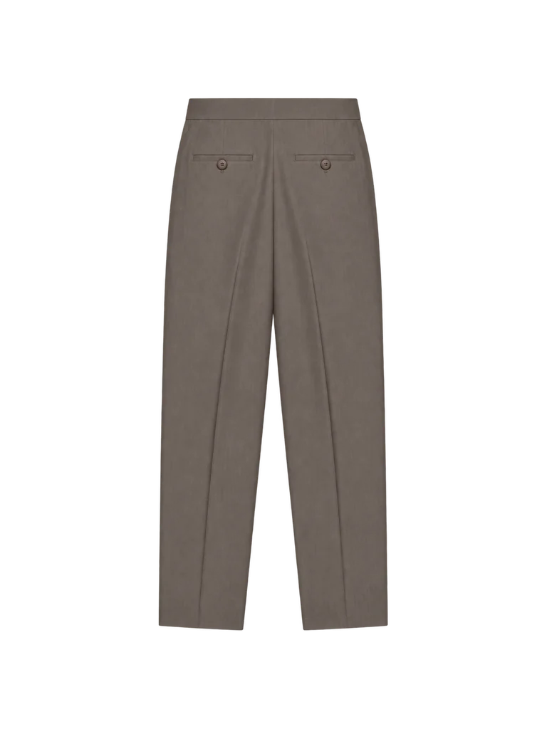 PLEATED TAPERED TROUSERS — DARK TAUPE PLEATED TAPERED TROUSERS — DARK TAUPE