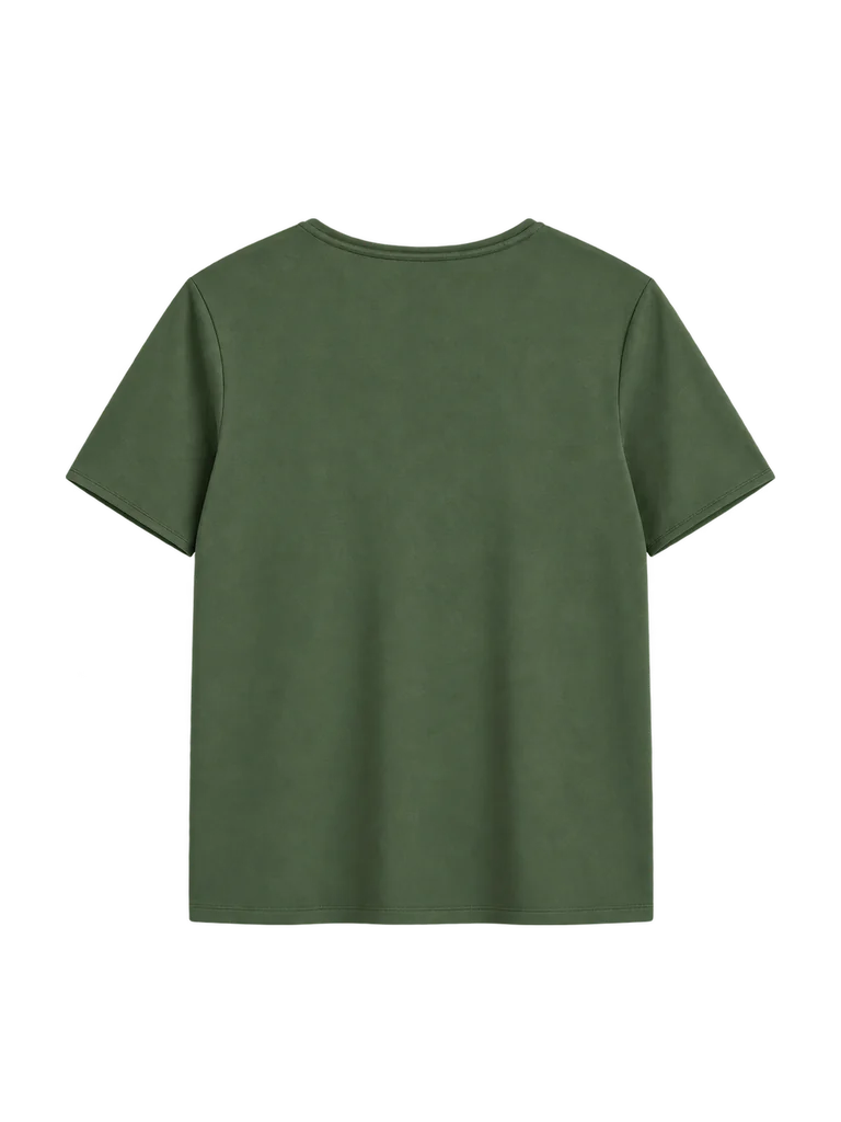 SCOOP-NECK COTTON T-SHIRT — GREEN SCOOP-NECK COTTON T-SHIRT — GREEN