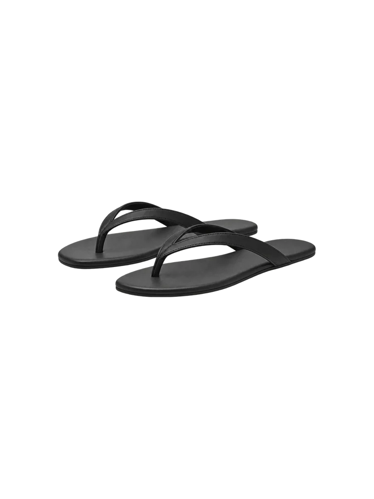 MINIMAL LEATHER THONG SANDALS — BLACK / BLACK OUTSOLE