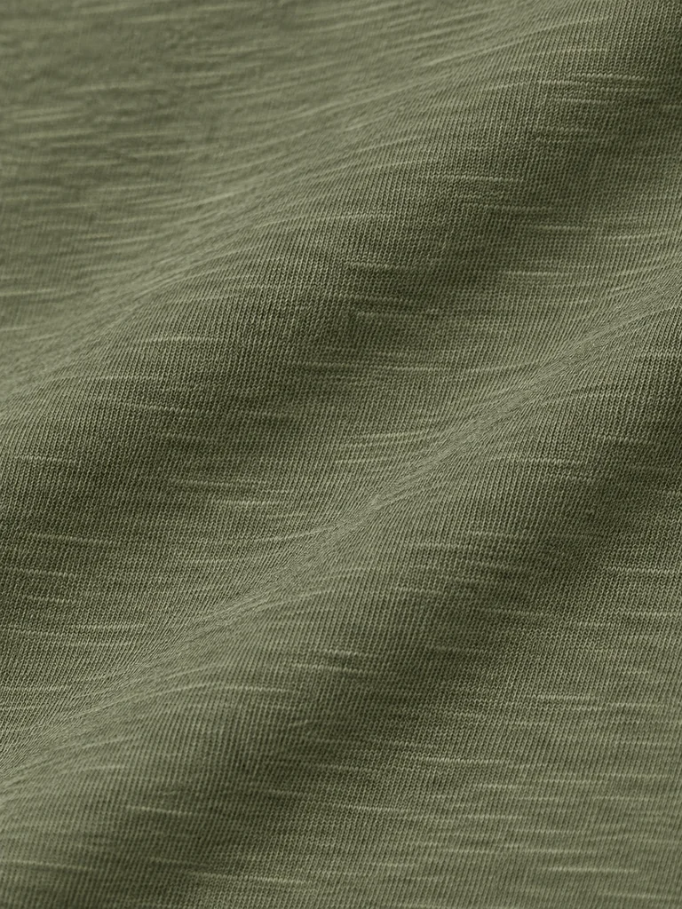 LINEN-BLEND LONG-SLEEVE TOP — ASH OLIVE
