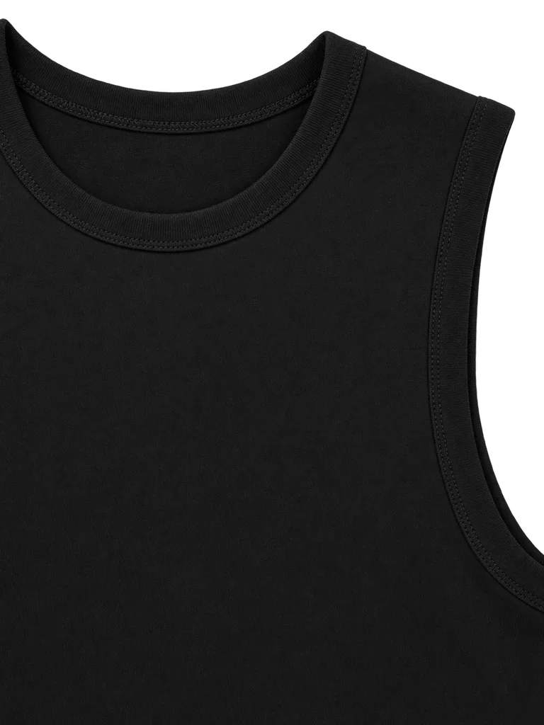 HIGH-NECK JERSEY TANK — BLACK HIGH-NECK JERSEY TANK — BLACK