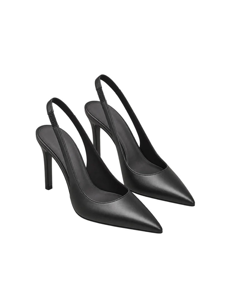 POINTED SLINGBACK HEELS — BLACK / DARK CHACOAL INSOLE POINTED SLINGBACK HEELS — BLACK / DARK CHACOAL INSOLE