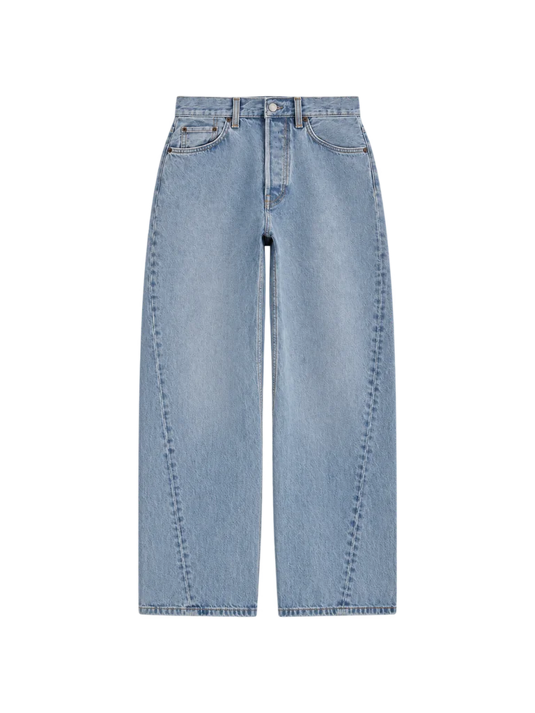 CURVED-LEG JEANS — LIGHT WASHED BLUE