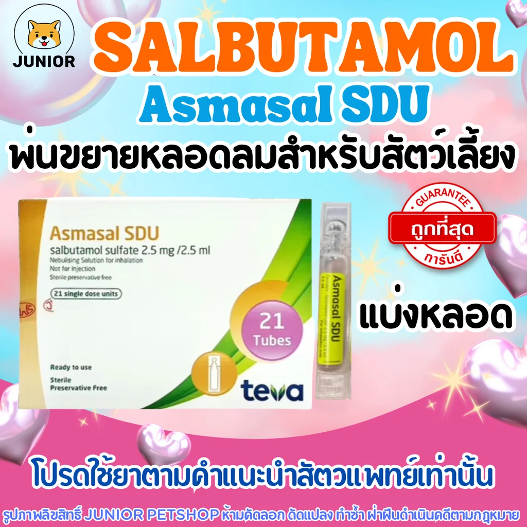 แบ่ง 1 หลอด Salbutamol Sulfate 2.5 mg/2.5 ml (Ventolin) ยาขยายหลอดลมชนิดพ่นฝอยละออง (salbutamol nebulization) แบ่ง 1 หลอด Salbutamol Sulfate 2.5 mg/2.5 ml (Ventolin) ยาขยายหลอดลมชนิดพ่นฝอยละออง (salbutamol nebulization)