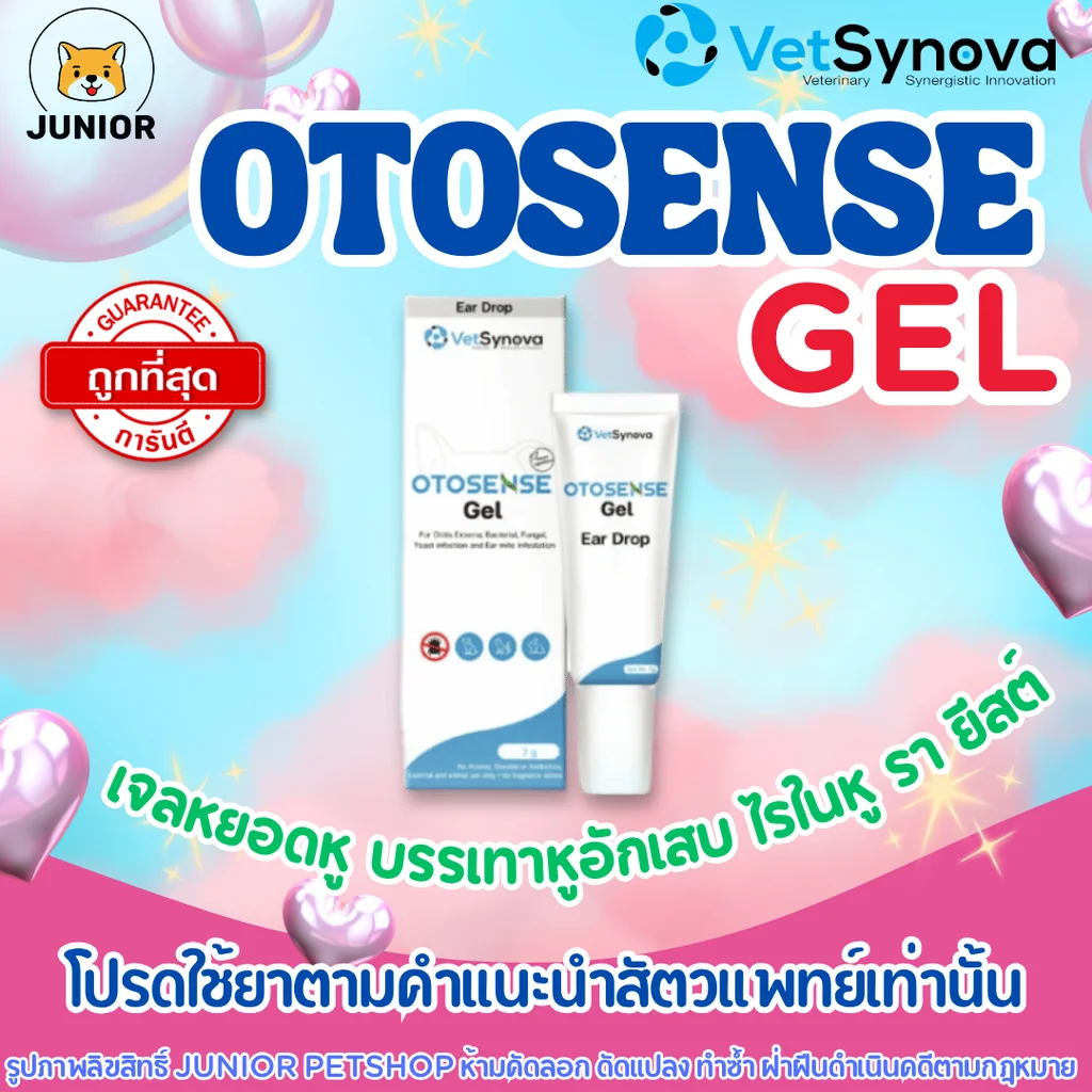 VetSynova OTOSENSE Gel (โอโตเซนส์) เจลหยอดหูสุนัขและแมว รักษาหูอักเสบ ไรในหู เชื้อราและยีสต์ ขนาด 10g VetSynova OTOSENSE Gel (โอโตเซนส์) เจลหยอดหูสุนัขและแมว รักษาหูอักเสบ ไรในหู เชื้อราและยีสต์ ขนาด 10g