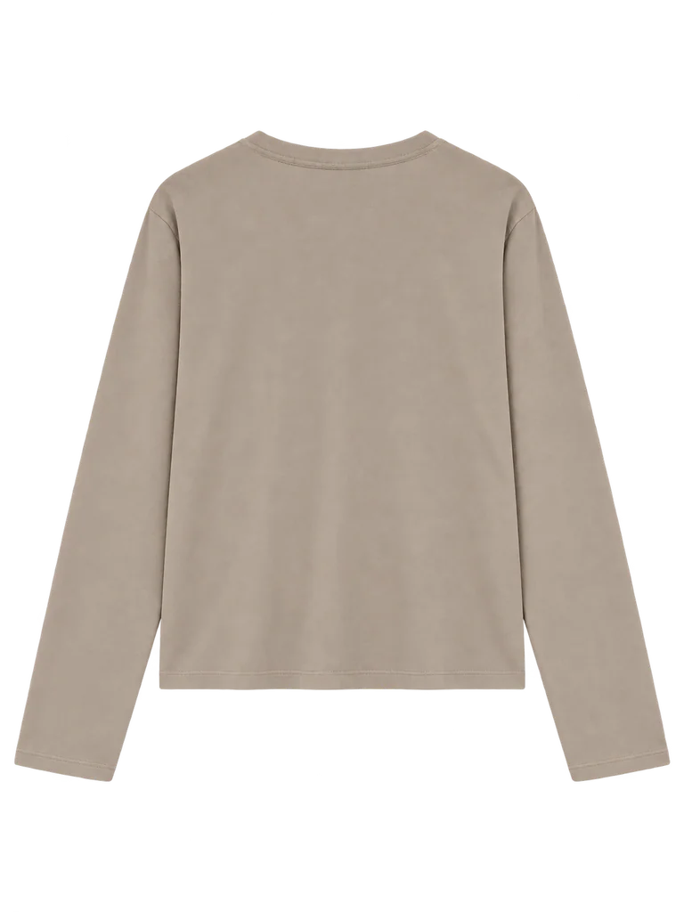 RELAXED POCKET LONG-SLEEVE TOP — TAUPE