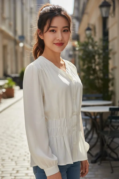 เสื้อผู้หญิงแขนยาว สีเหลืองพาสเทล คอวีกระดุมหน้า สม็อกไหล่และเอว สุดเท่ image 2 เสื้อผู้หญิงแขนยาว สีเหลืองพาสเทล คอวีกระดุมหน้า สม็อกไหล่และเอว สุดเท่ image 2