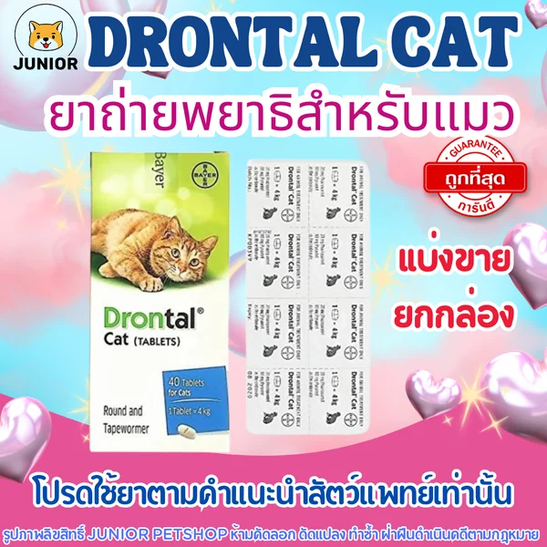 Drontal Cat ถ่ายพยาธิแมว แบ่งขาย-ยกกล่อง พยาธิแมว สำหรับแมว 2 เดือนขึ้นไป image 1 Drontal Cat ถ่ายพยาธิแมว แบ่งขาย-ยกกล่อง พยาธิแมว สำหรับแมว 2 เดือนขึ้นไป image 1