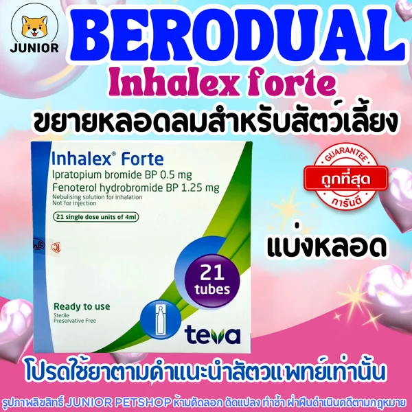 แบ่ง 1 หลอด Berodual (Inhalex forte) Ipratropium bromide + Fenoterol ยาขยายหลอดลมชนิดพ่นฝอยละออง (berodual nebulization) image 1 แบ่ง 1 หลอด Berodual (Inhalex forte) Ipratropium bromide + Fenoterol ยาขยายหลอดลมชนิดพ่นฝอยละออง (berodual nebulization) image 1