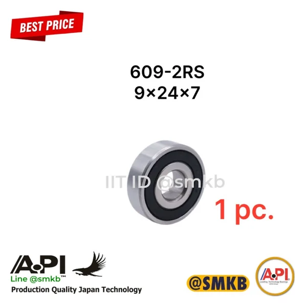 API "โปร" 609-2RS ตลับลูกปืนเม็ดกลมร่องลึก (ฝายาง 2 ข้าง) 2RS 9x24x7 mm 6092RS ปิดยางกันฝุ่น (1 ขิ้น) API "โปร" 609-2RS ตลับลูกปืนเม็ดกลมร่องลึก (ฝายาง 2 ข้าง) 2RS 9x24x7 mm 6092RS ปิดยางกันฝุ่น (1 ขิ้น)