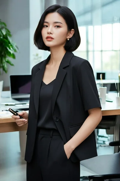 เสื้อเบลเซอร์แขนสั้น สีดำ สไตล์มินิมอล image 2 เสื้อเบลเซอร์แขนสั้น สีดำ สไตล์มินิมอล image 2