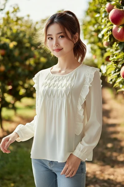 เสื้อผู้หญิงแขนยาว สีเหลืองพาสเทล ดีไซน์เกร็ดหน้าระบายข้าง image 2 เสื้อผู้หญิงแขนยาว สีเหลืองพาสเทล ดีไซน์เกร็ดหน้าระบายข้าง image 2
