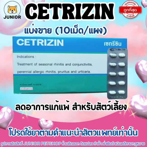 Cetrizin 10 mg ชนิดเม็ด แบ่งขาย 5/10/20 แผง (แผงละ 10 เม็ด) image 1
