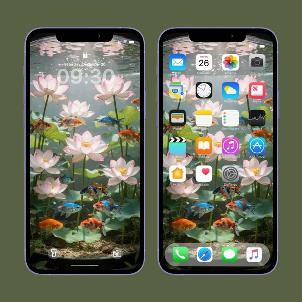 Phone Wallpaper ตู้ปลาและดอกบัว สวยสงบ image 2 Phone Wallpaper ตู้ปลาและดอกบัว สวยสงบ image 2