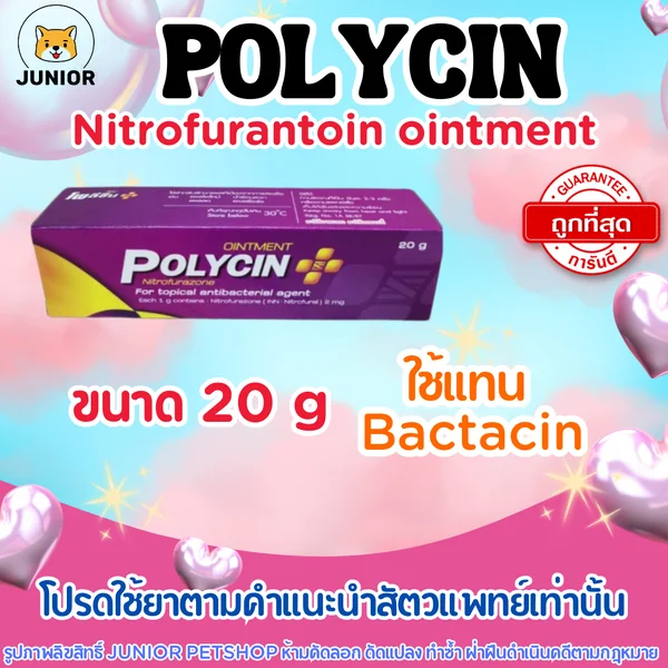 POLYCIN ointment (โพลีซิน ออยเมนต์) ครีมฆ่าเชื้อแบคทีเรีย สำหรับสัตว์เลี้ยง ขนาด 20 กรัม ใช้แทน bactacin image 1