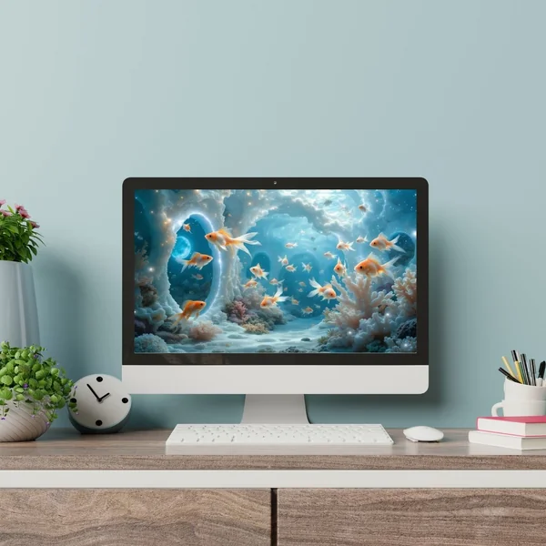Desktop Wallpaper ปลาทองล่องถ้ำคราม สีน้ำครามสดใส image 1 Desktop Wallpaper ปลาทองล่องถ้ำคราม สีน้ำครามสดใส image 1