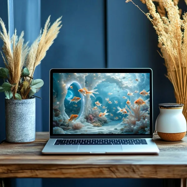Desktop Wallpaper ปลาทองล่องถ้ำคราม สีน้ำครามสดใส image 2 Desktop Wallpaper ปลาทองล่องถ้ำคราม สีน้ำครามสดใส image 2