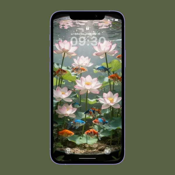 Phone Wallpaper ตู้ปลาและดอกบัว สวยสงบ image 1 Phone Wallpaper ตู้ปลาและดอกบัว สวยสงบ image 1