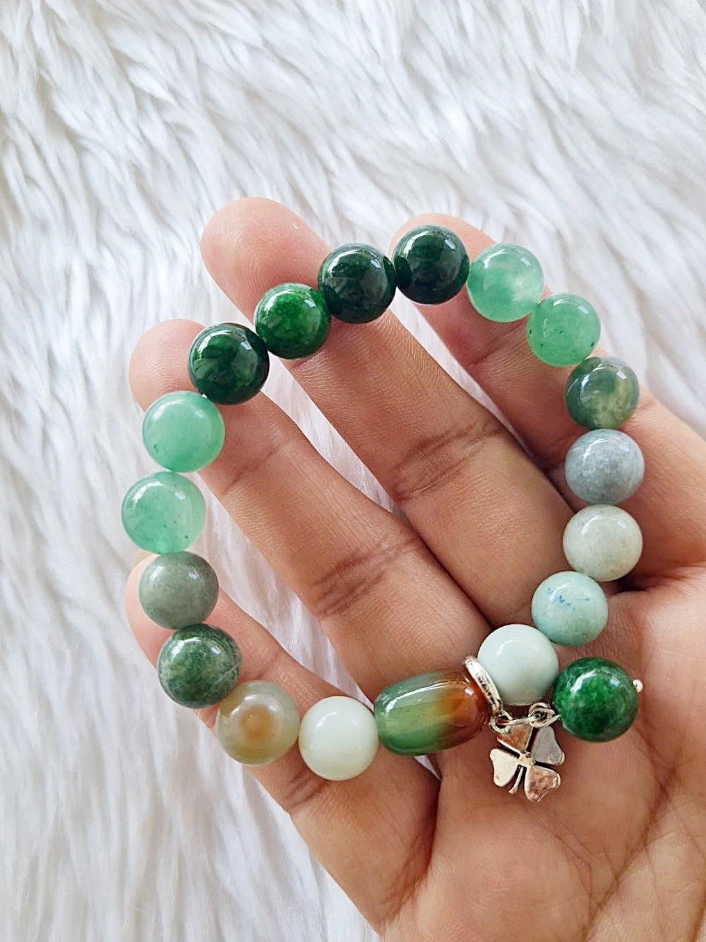 (006) กำไลหินประจำวันเกิด (วันพุธ กลางวัน) กำไลหินแท้ ขนาด 10 มิล เสริมทุกด้าน (ขนาดข้อมือ แจ้งระบุทางแชทได้เลยค่ะ)