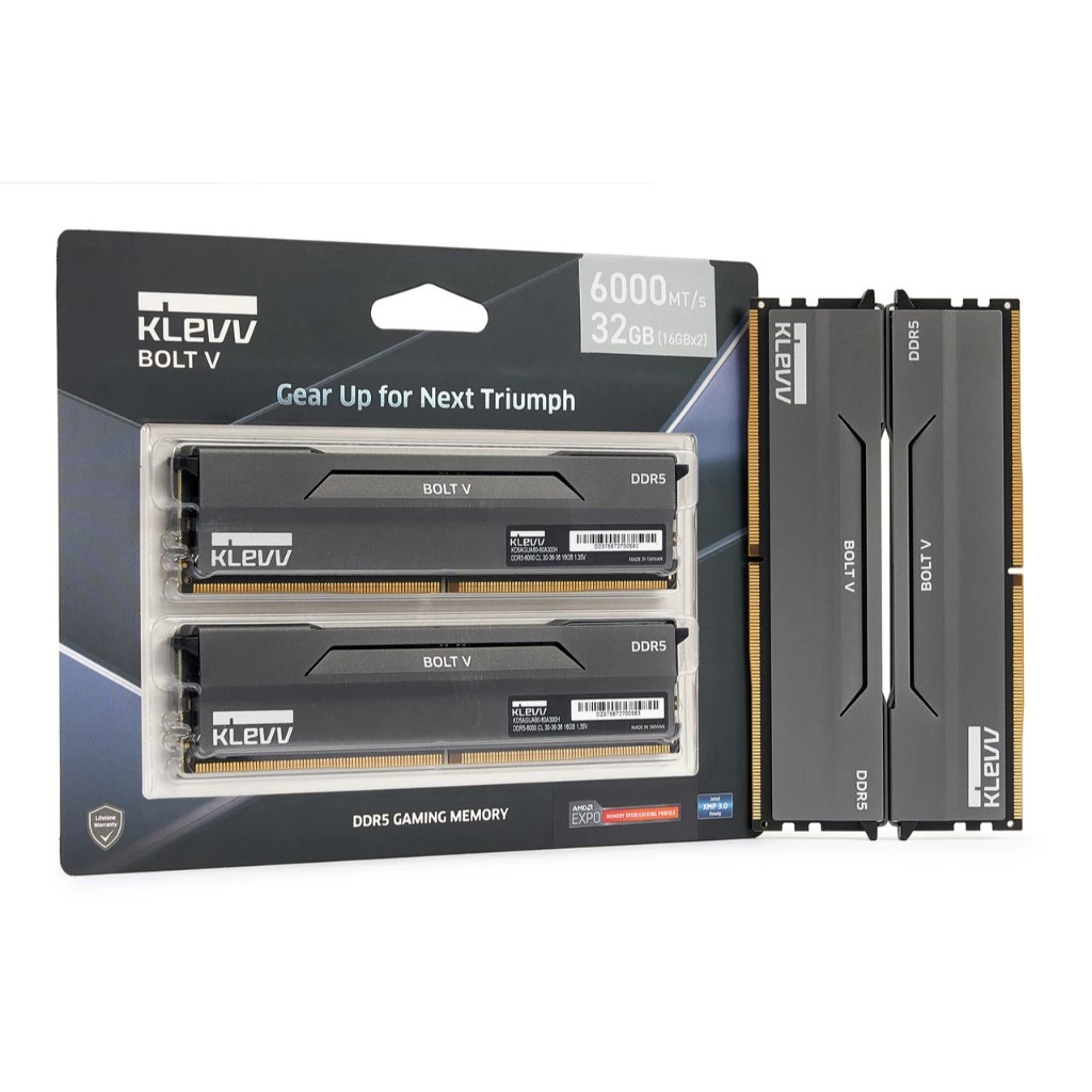 DDR5-PC KLEVV BOLT V AMD EXPO INTEL XMP CL28 - 32/6000MHz (16*2) BLACK